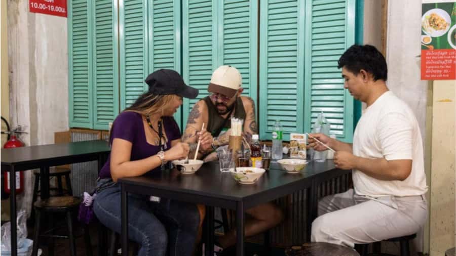 Bangkok Adventure Tuk Tuk Food Tour - The rooftop finish, with Wat Arun across the river