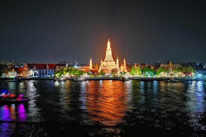 Bangkok Tuk Tuk Food Tour By Night - Rooftop views toward Wat Arun
