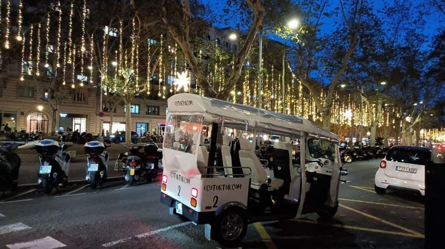 Barcelona: Private Christmas Lights Tour by Eco Tuk Tuk - Palau Robert and the central squares