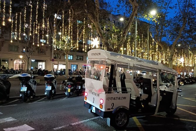 Christmas Lights Tour of Barcelona in Private Eco Tuk Tuk - Ronda de San Pedro, Plaza Urquinaona, and the city center