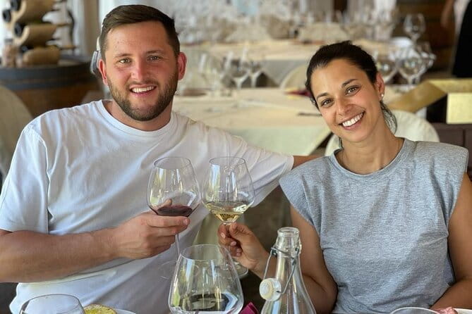 From San Gimignano: Tuscany Wine tour by Tuk Tuk with Lunch - A winery lunch with Vernaccia, Chianti, and Super Tuscan wine