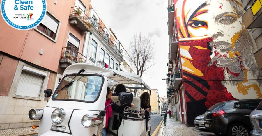 Lisbon: Street Art TukTuk Tour - Baixa begins the two-hour circuit