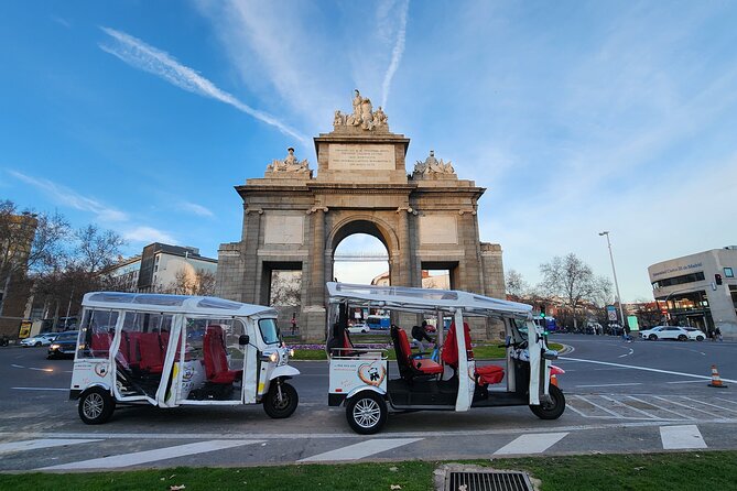 Madrid Tuk Tuk & Olé Experience – Private 1.5h Cultural Tour - The National Library, Bank of Spain, and Gran Vía