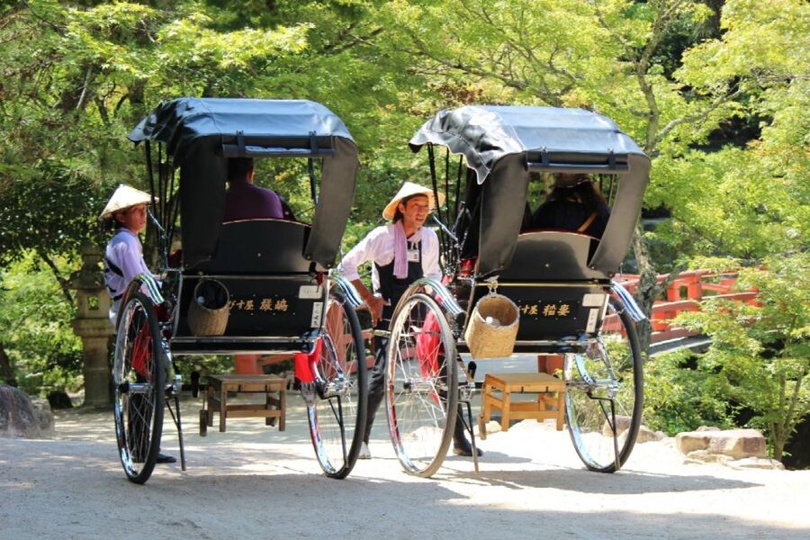 Miyajima: Private Rickshaw Tour to Itsukushima Shrine - The waterfront and the floating torii gate