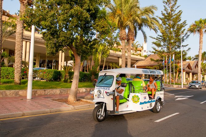 Secret Volcano Tour by Tuk Tuk in Costa Adeje - Aqualand, resort views, and the ride back