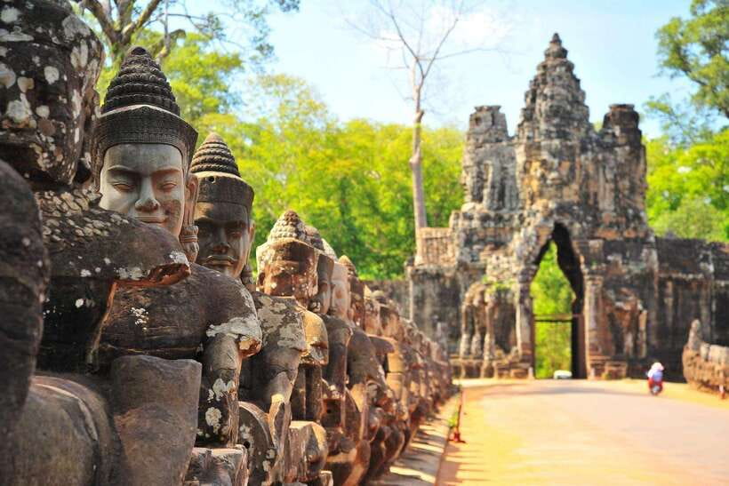 Siem Reap: Angkor Wat Private Tour by Tuk-Tuk - South Gate and the approach to Angkor Thom