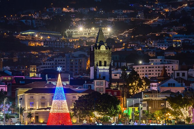 Tuk Tuk Funchal Magic Christmas Lights - Funchal Cathedral under the Christmas lights